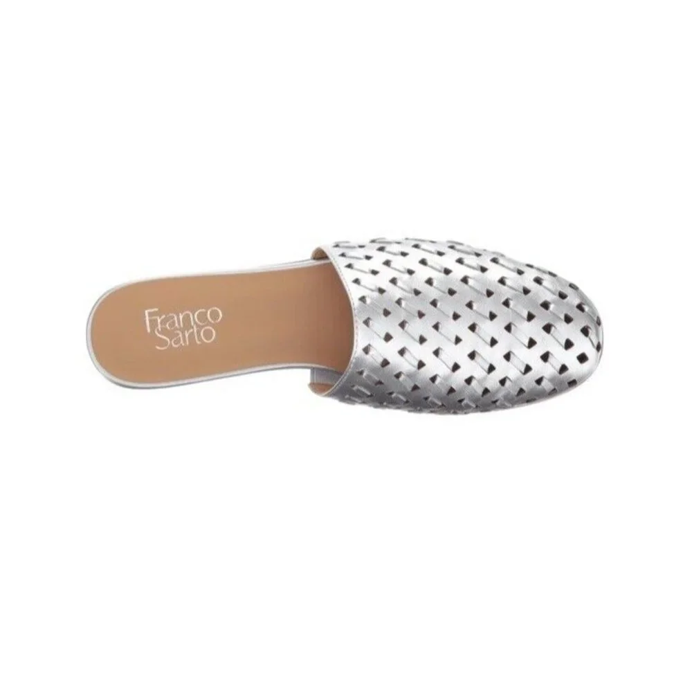 Franco Sarto Women's Silver Metallic L-Glena2 Leather Slip On Mules Size 9 - Picture 9 of 11